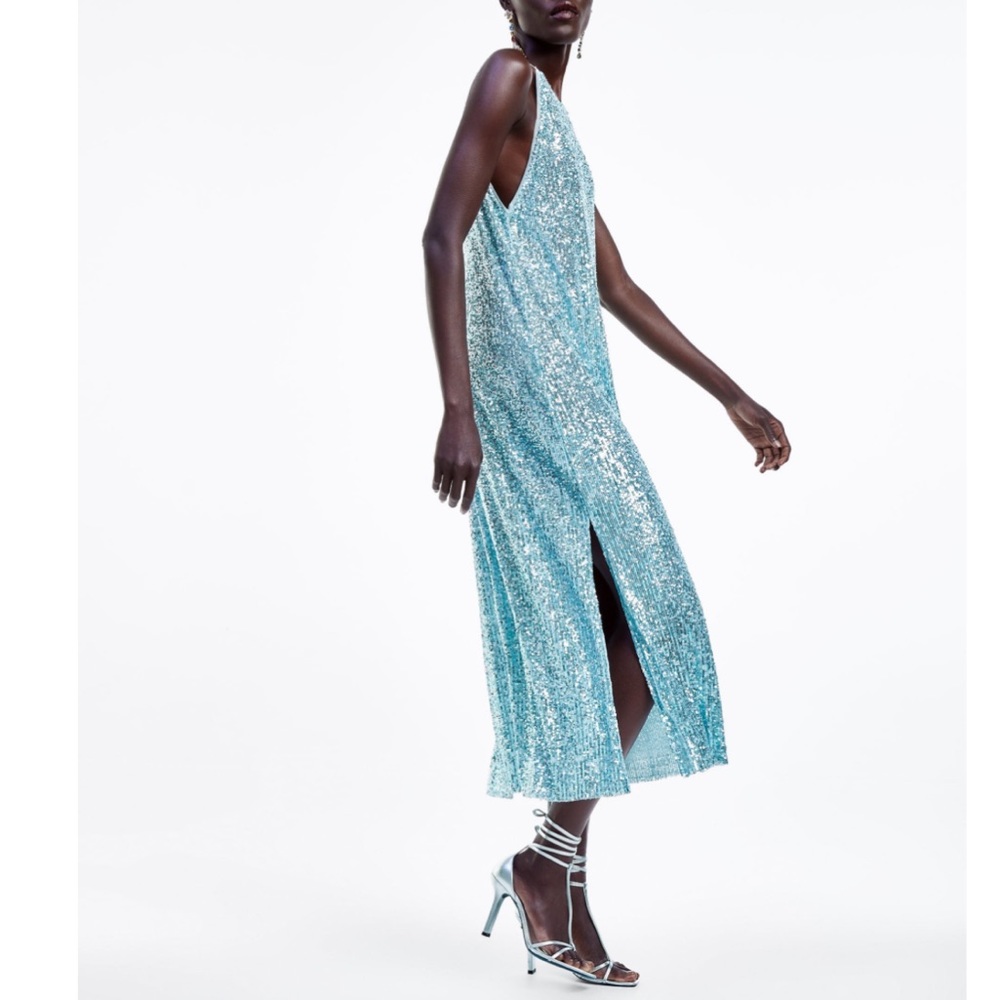 Zara blue sequin dress -BRAND NEW